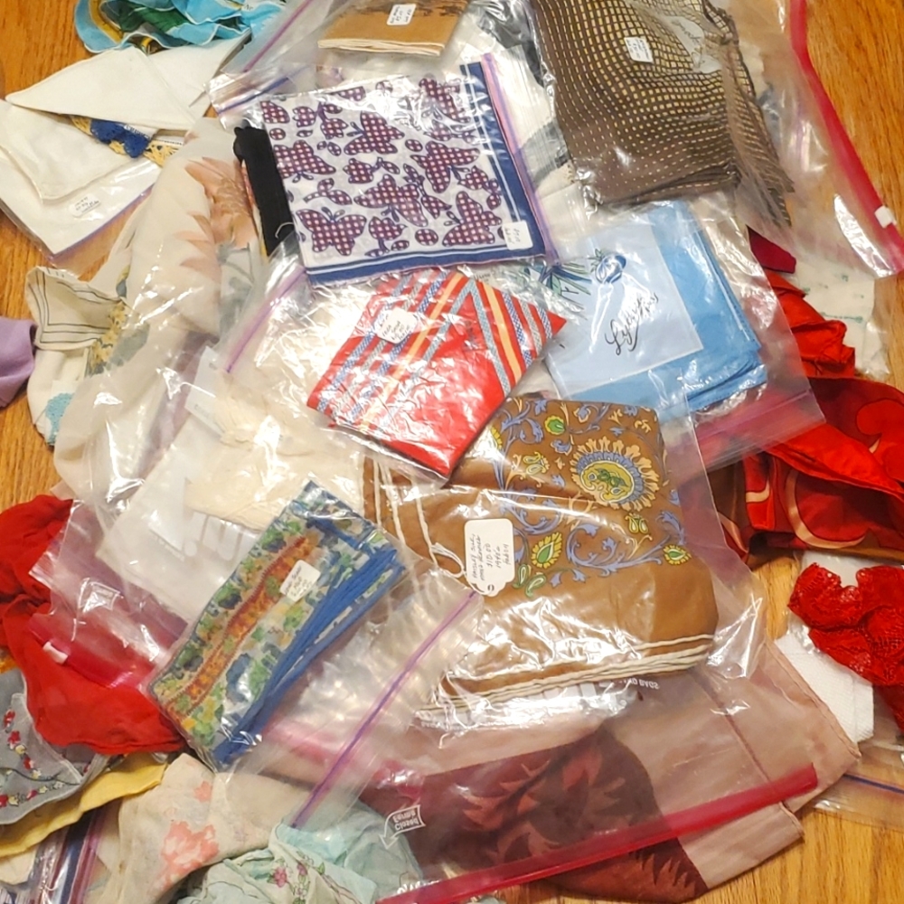 HUGE lot Vintage and Antique scarfs, scarves, handkerchief